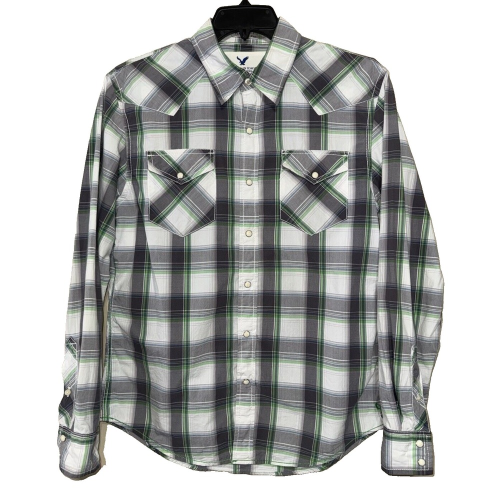 Men's American Eagle Outfitters Vintage Fit Oxford Style Snaps Western Size M